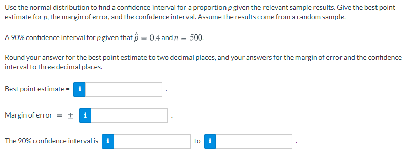 Use the normal distribution to find a confidence interval for a proportion