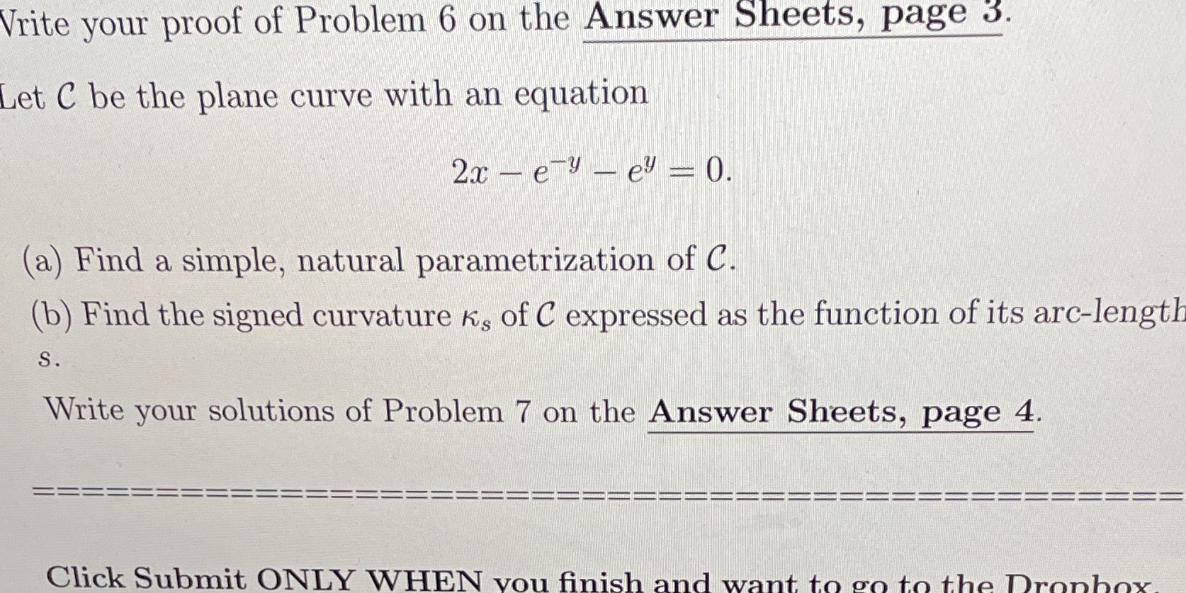 answer question7 please Write your proof of Problem 6 on the Answer