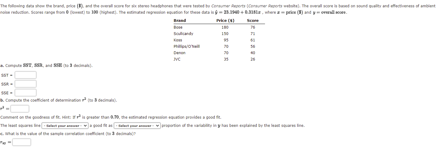 observations for two variables, x and y. C 1 2 3 4