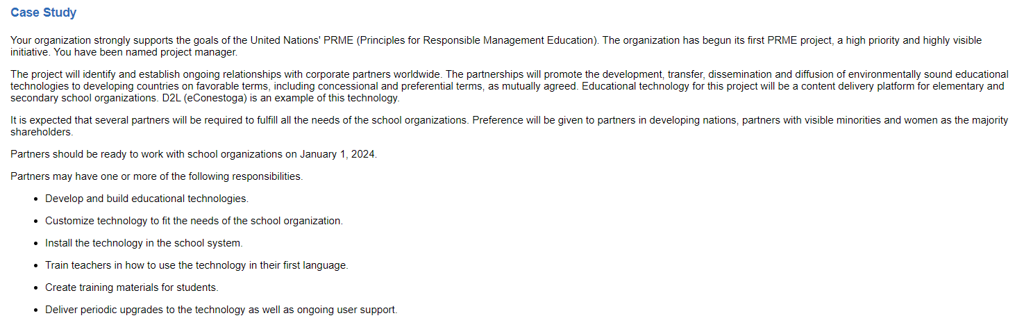 in the case study below. 2. You must create your procurement plan