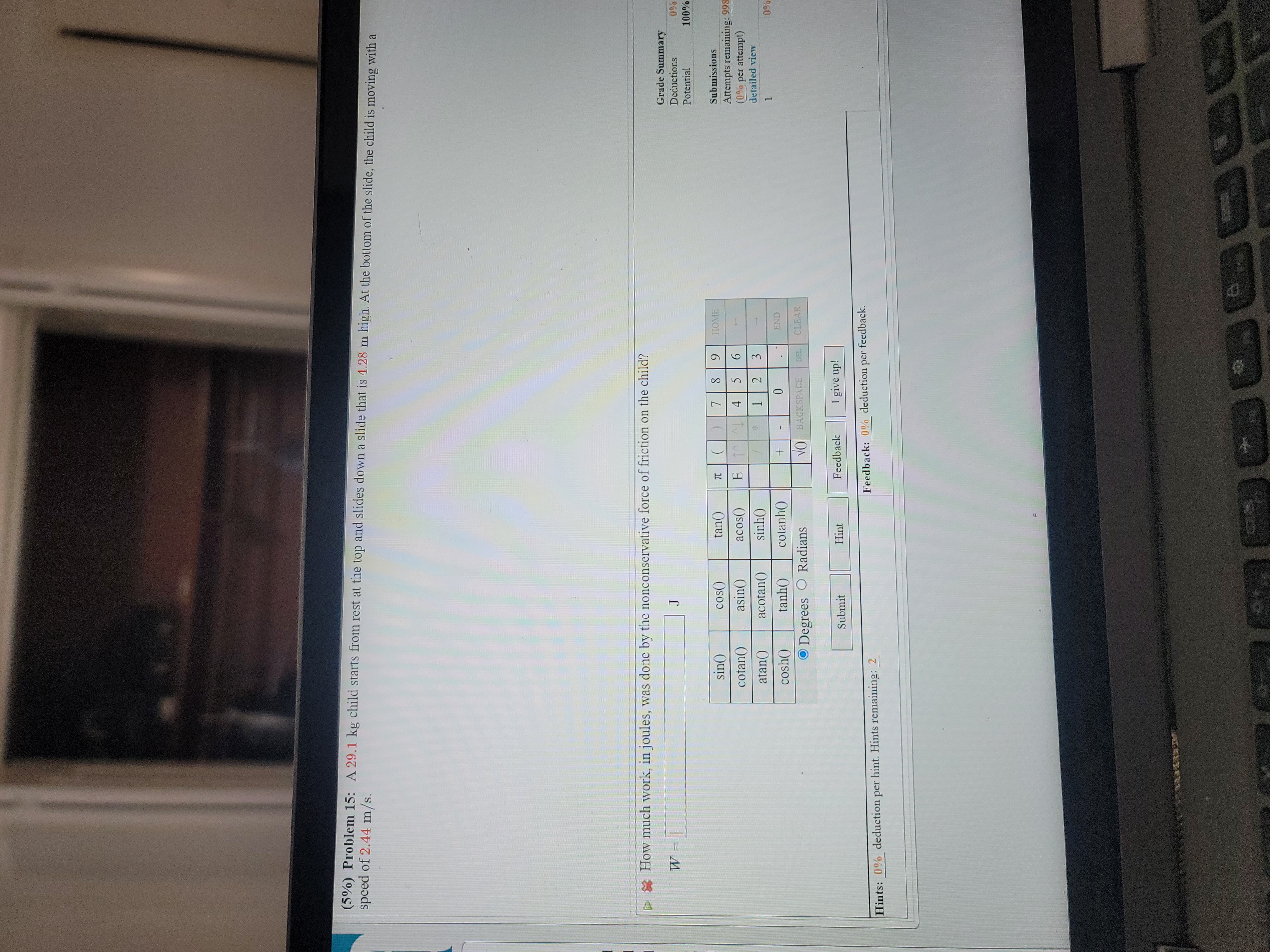 force on the elevator has a 33% Part (a) Calculate the work