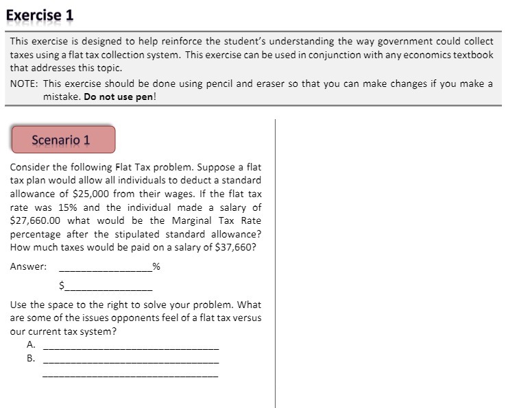 Exercise 1 This exercise is designed to help reinforce the student's