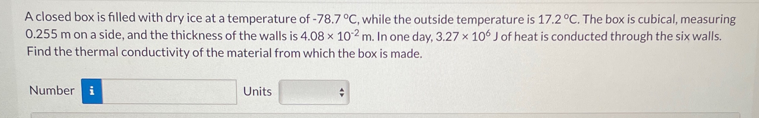 A closed box is filled with dry ice at a temperature