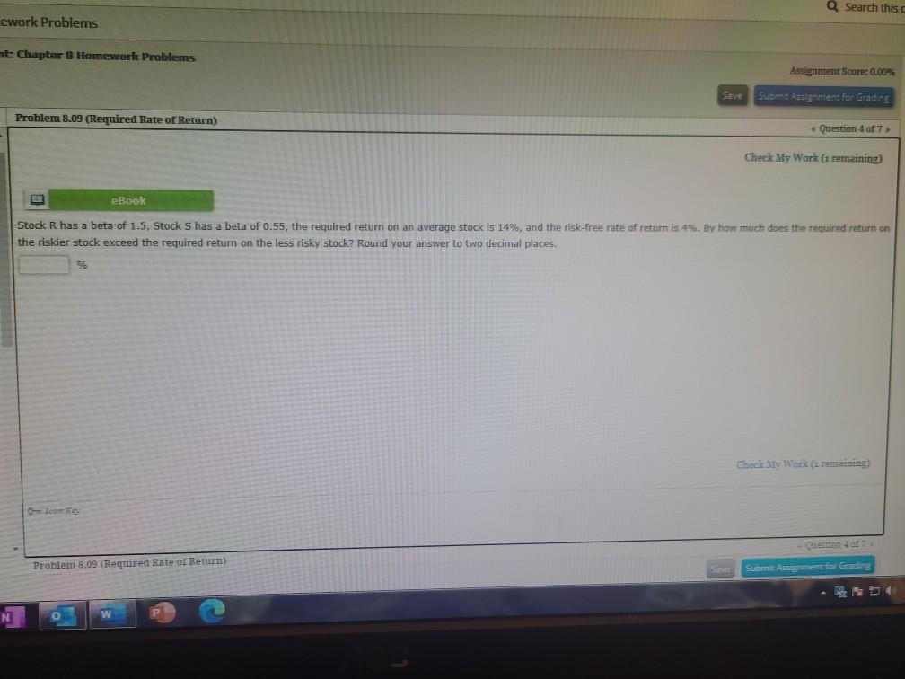  Q Search this ework Problems mt: Chapter 8 Homework Problems Assignment