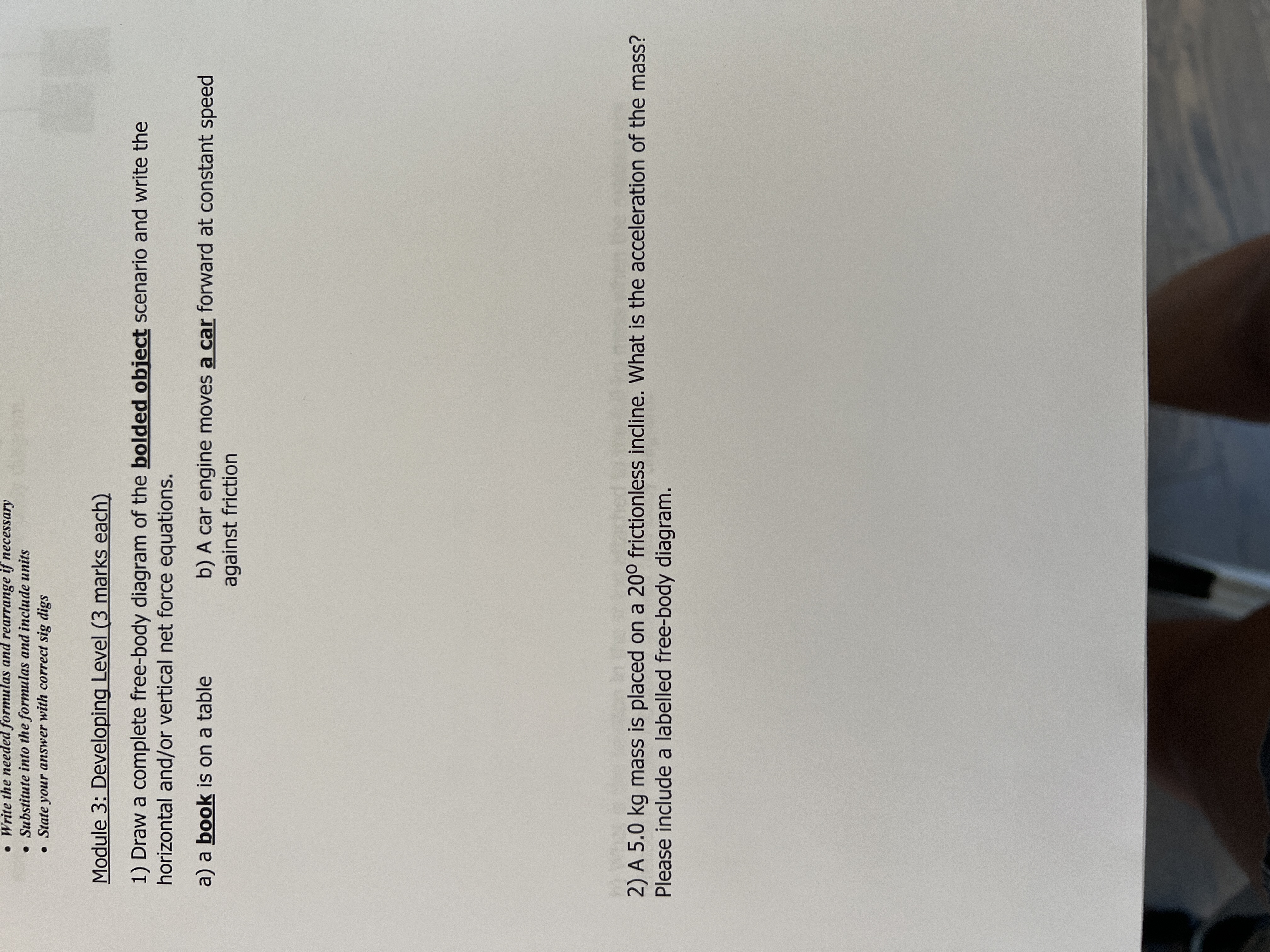  . Write the needed formulas and rearrange if necessary . Substitute