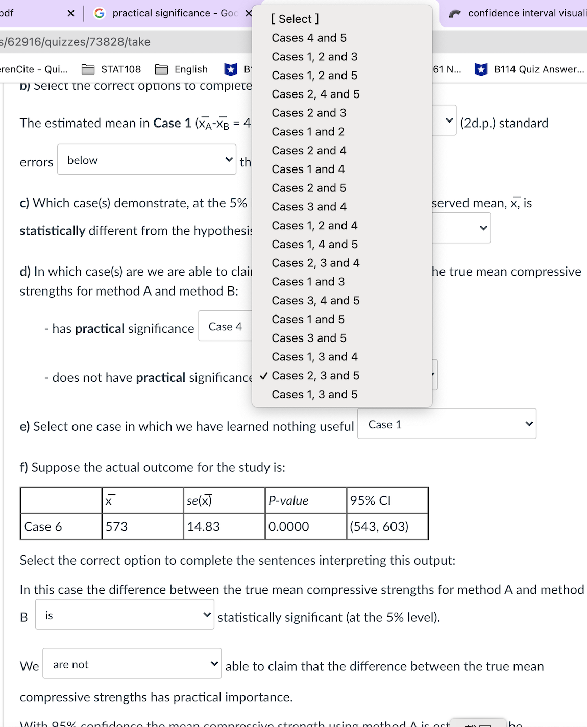 but the answer has only three options. Which three is the correct