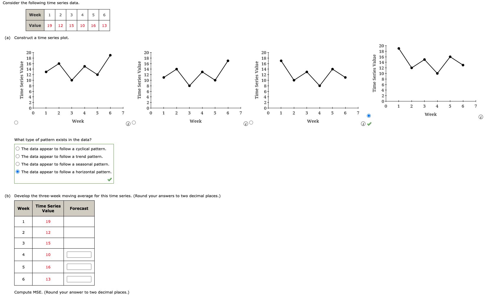 your answers to two decimal places.) Compute MSE. {Round your answer to