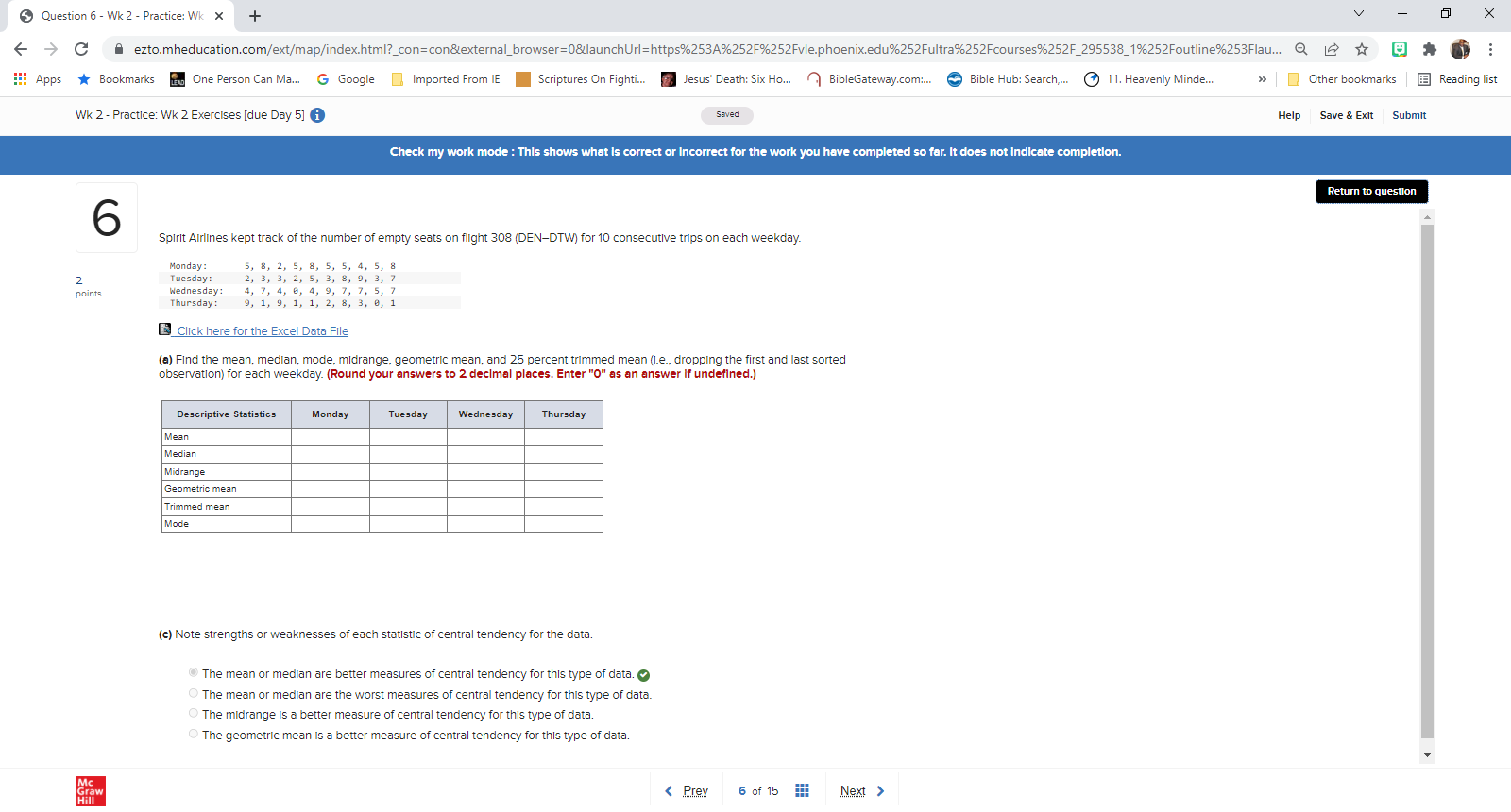  Question 6 - Wk 2 - Practice: Wk X + V