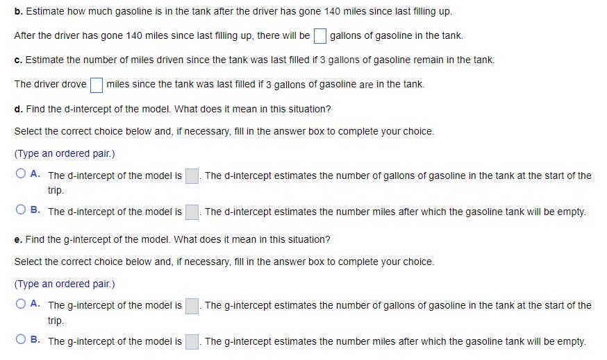 be the number of gallons oi gasoline that remain in a car's