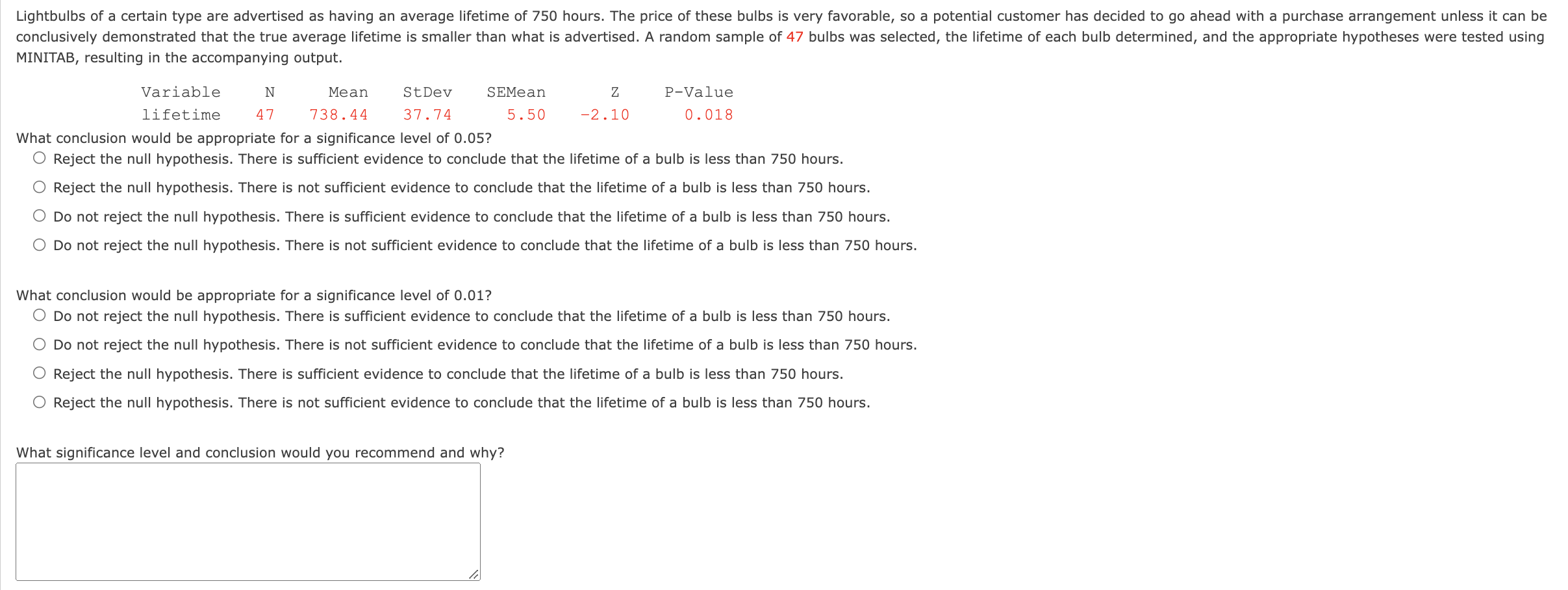 Hello I am having trouble with this homework question Lightbulbs of a