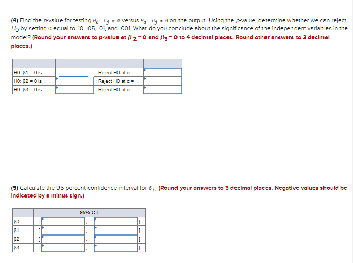 the below table to do (1) through (6) for each of 80,