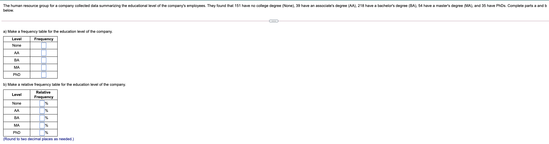  below The human resource group for a company collected data summarizing