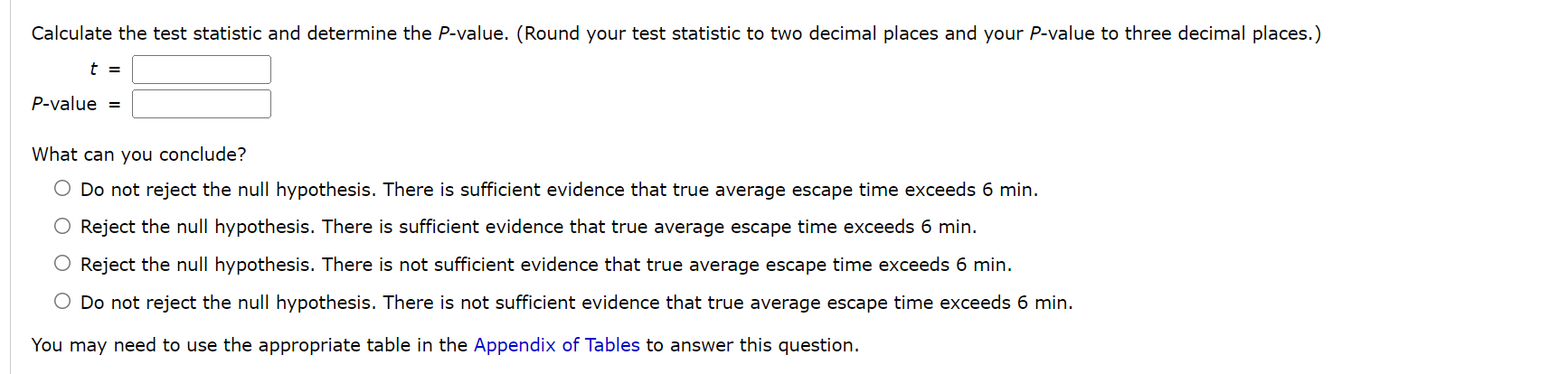 n = 20 observations on escape time (sec) for oil workers, from