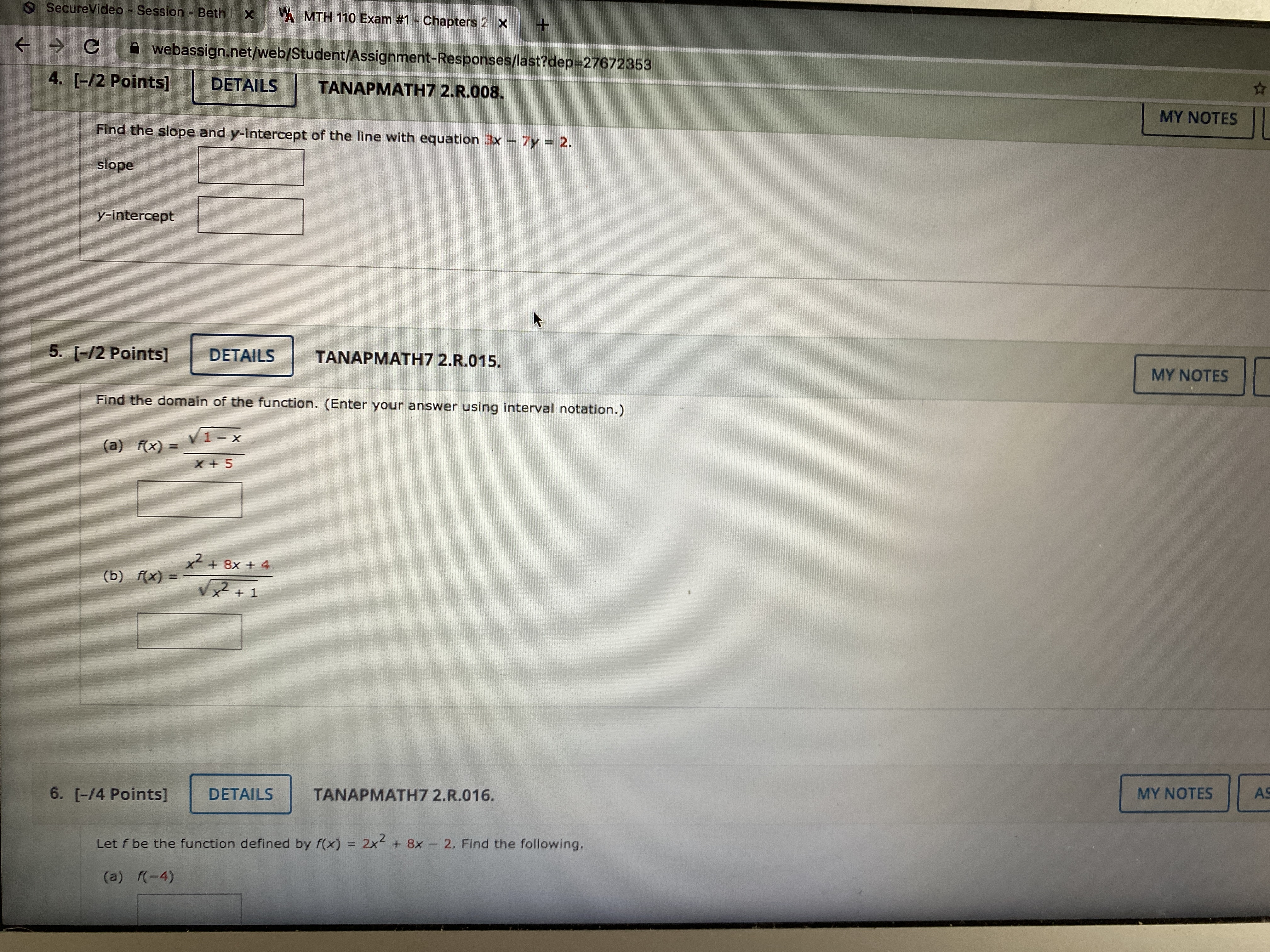 i need help with all three please please S SecureVideo - Session