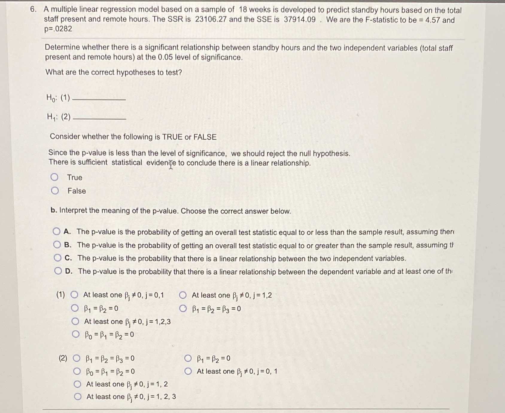  6. A multiple linear regression model based on a sample of