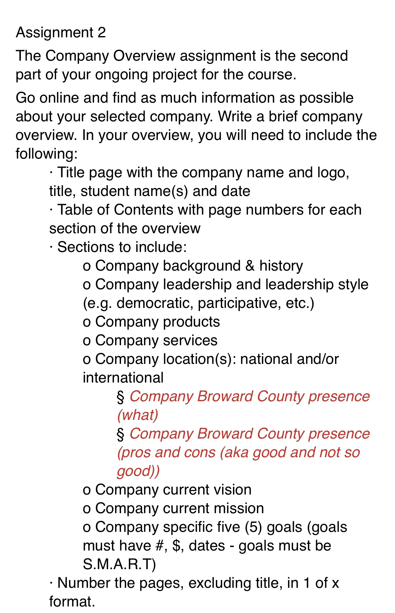 Assignment 2 The Company Overview assignment is the second part of