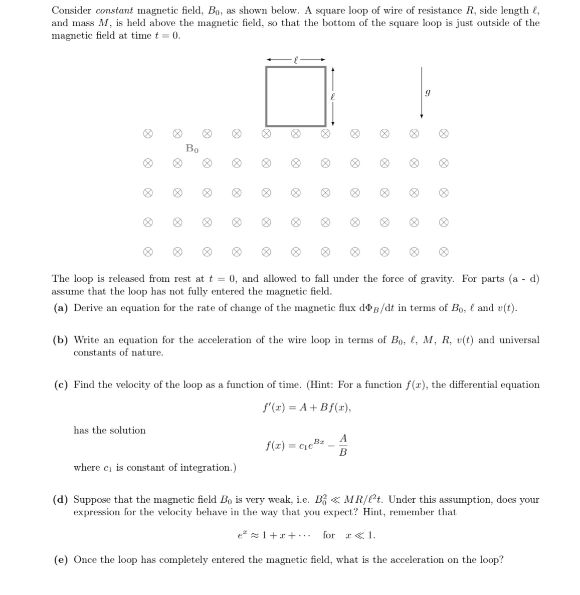 Solve this problem thanks Consider constant magnetic eld, Bo, as shown below.
