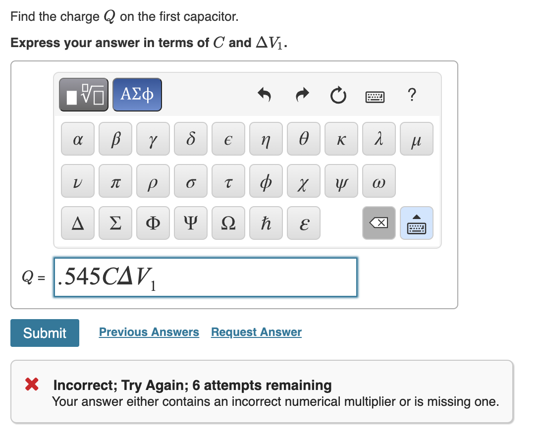 voltage, and second and third capacitors? charge for a combination of capacitors