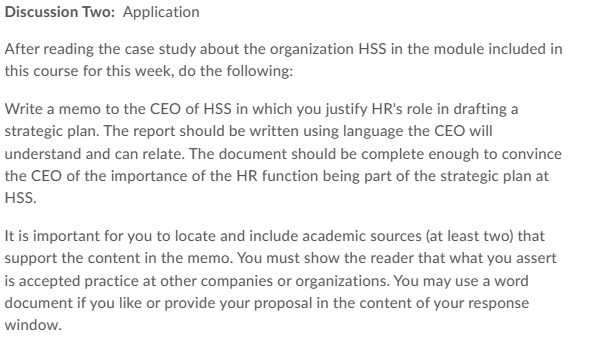  Discussion Two: Application After reading the case study about the organization