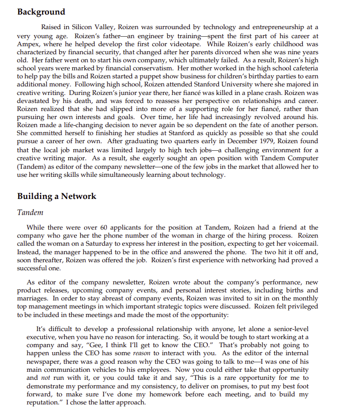 develop her influence and networking success. Be sure to use examples from