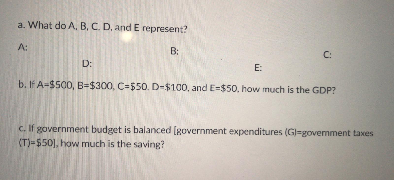  a. What do A, B, C, D, and E represent? A: