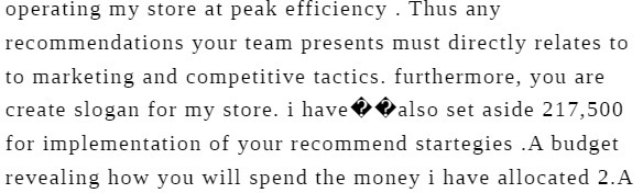 operating my store at peak efficiency . Thus any recommendations your