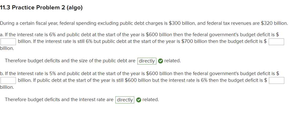 11.3 Practice Problem 2 (algo) During a certain fiscal year, federal