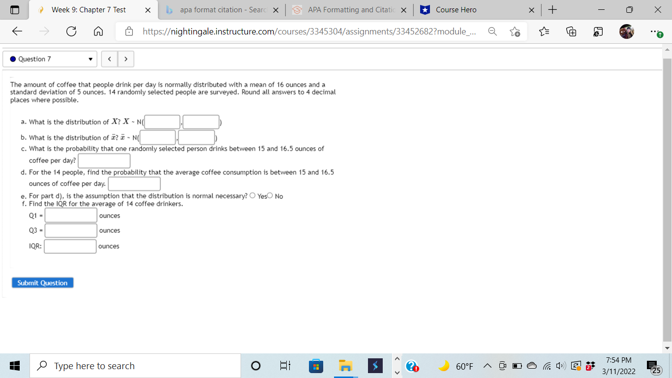  Week 9: Chapter 7 Test X apa format citation - Search