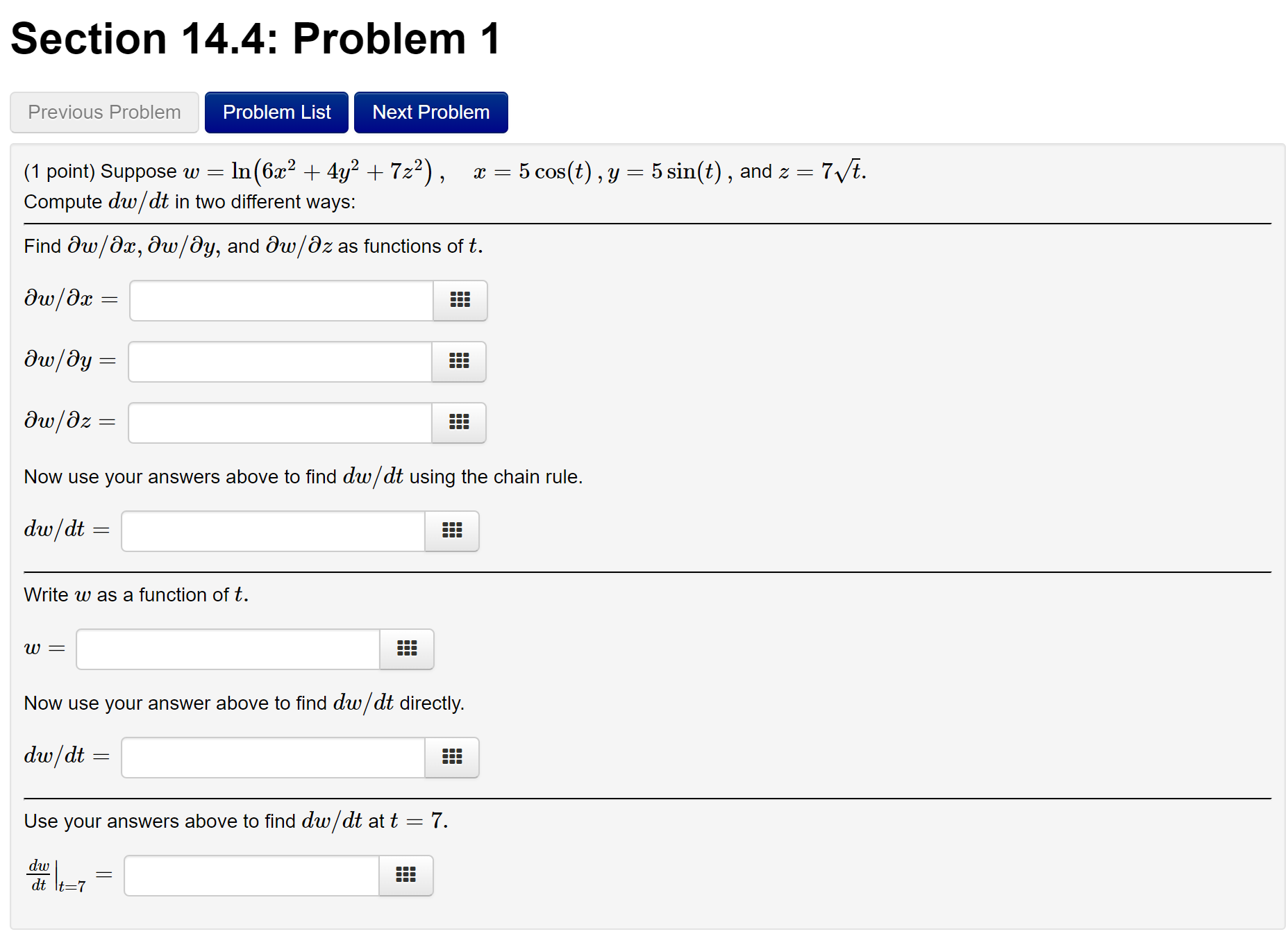  Section 14.4: Problem 1 Previous Problem Problem List Next Problem (1