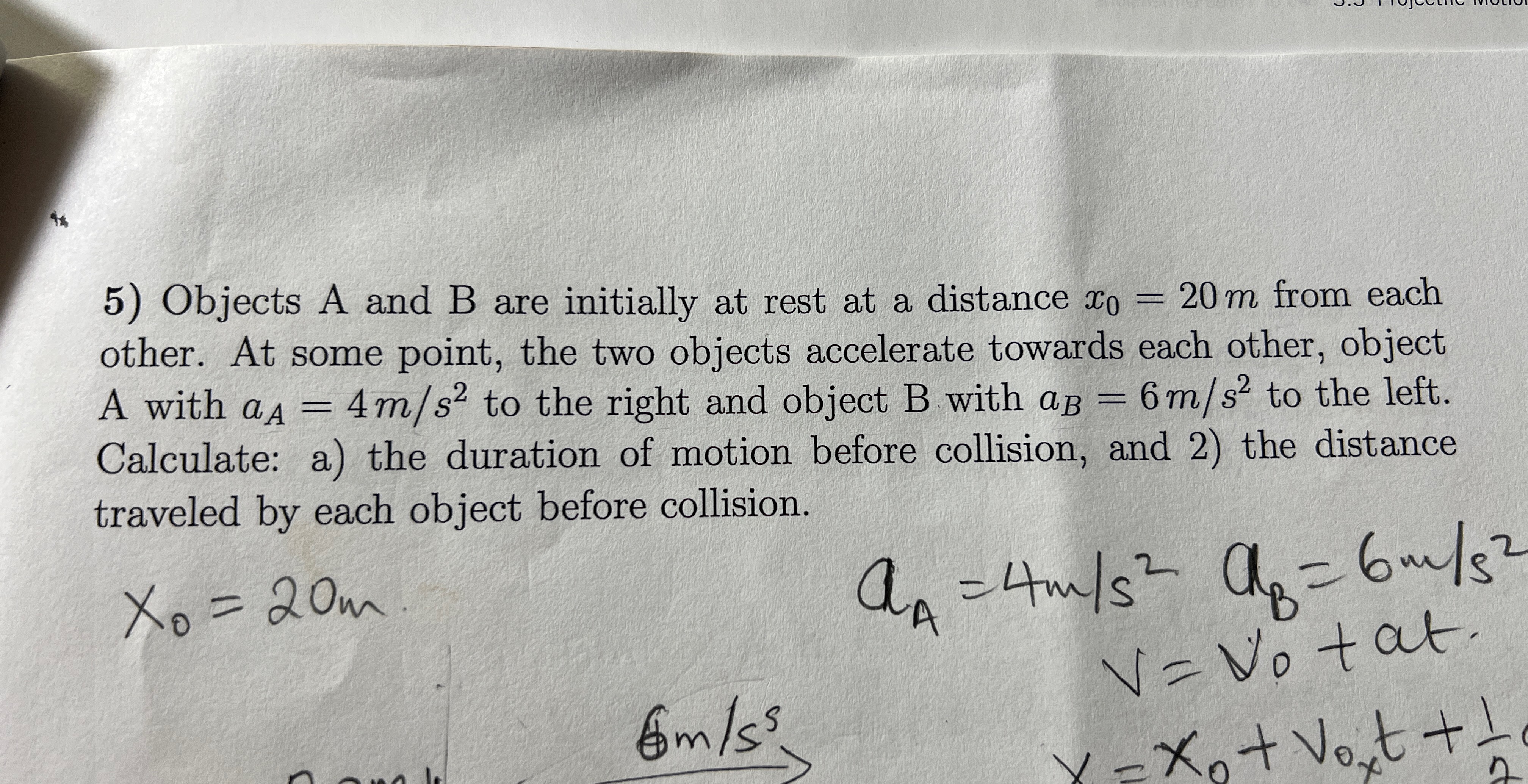  5) Objects A and B are initially at rest at a