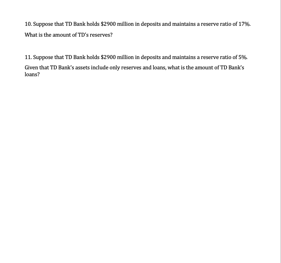 Market Mutual Funds Time Deposits 1. Using the data above, calculate M1