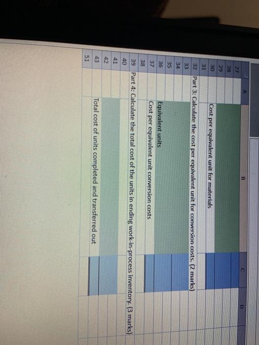 processing department NM 4 Percentage Complete 3 Conversion Units Materials Costs 5