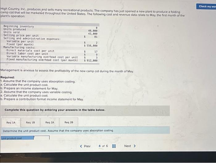 Costing Unit Product Costs (LO6-1) Ida Company produces a handcrafted musical instrument