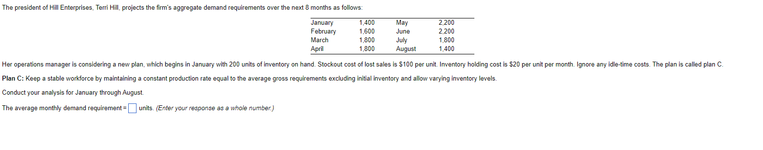  Plan C: Keep a stable workforce by maintaining a constant production