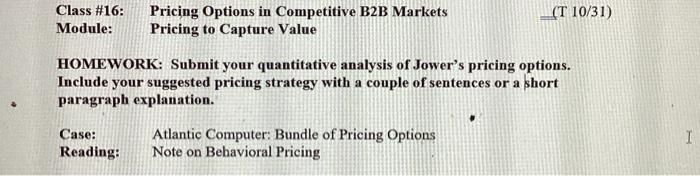  Submit your quantitative analysis of Jower's pricing options. Include your suggested