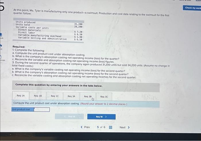Sales Fluctuate [LO6-1 LO6-2, L06-3) Check my w Tami Tyler opened Tami's