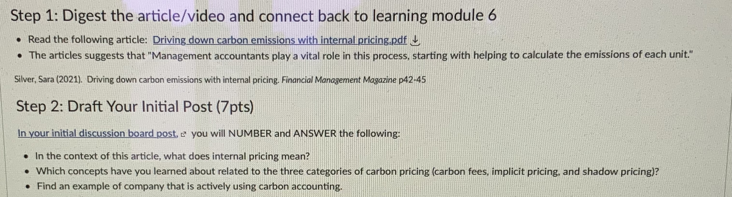  Step 1: Digest the article/video and connect back to learning module
