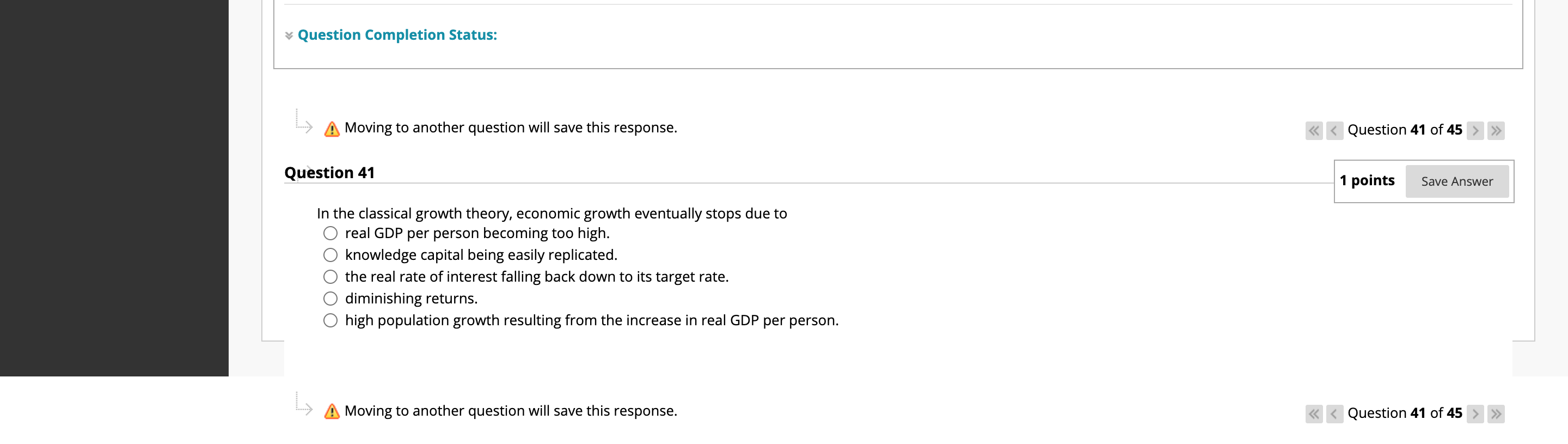 QUESTION 41 v, Question Completion Status: 413 Moving to another question will