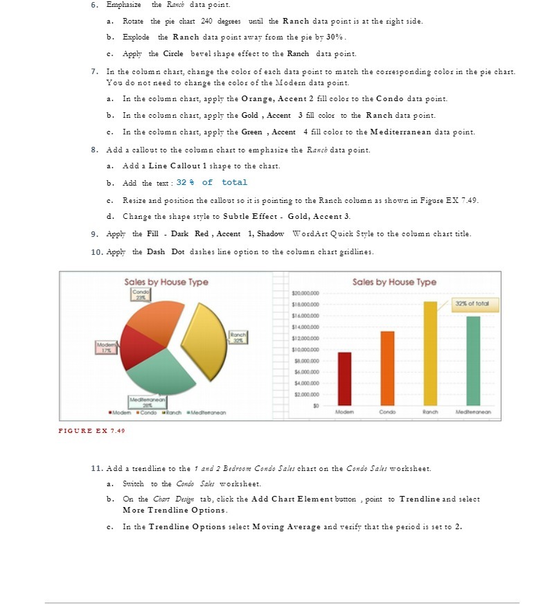 6. Emphasize the Rowed data point. a. Rotate the pie chart