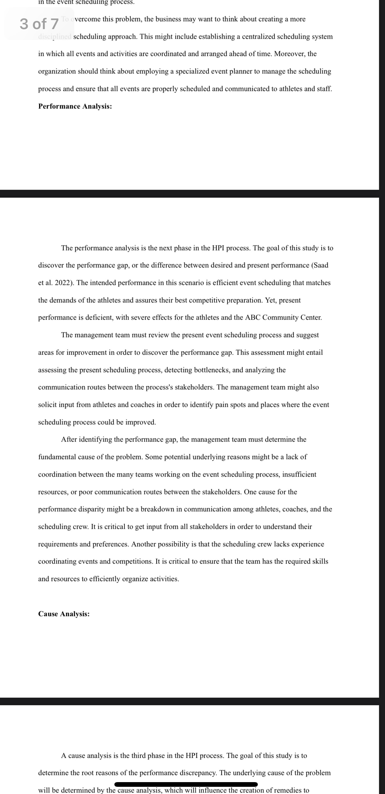 your independent analysis research and the HPI PowerPoint for guidance. EXAMPLE: PERFORMANCE