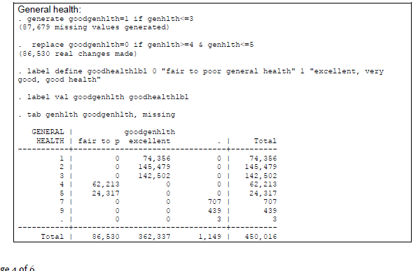 hypothetical study usingthe 2017 BRFSS, where the study purpose is to estimate