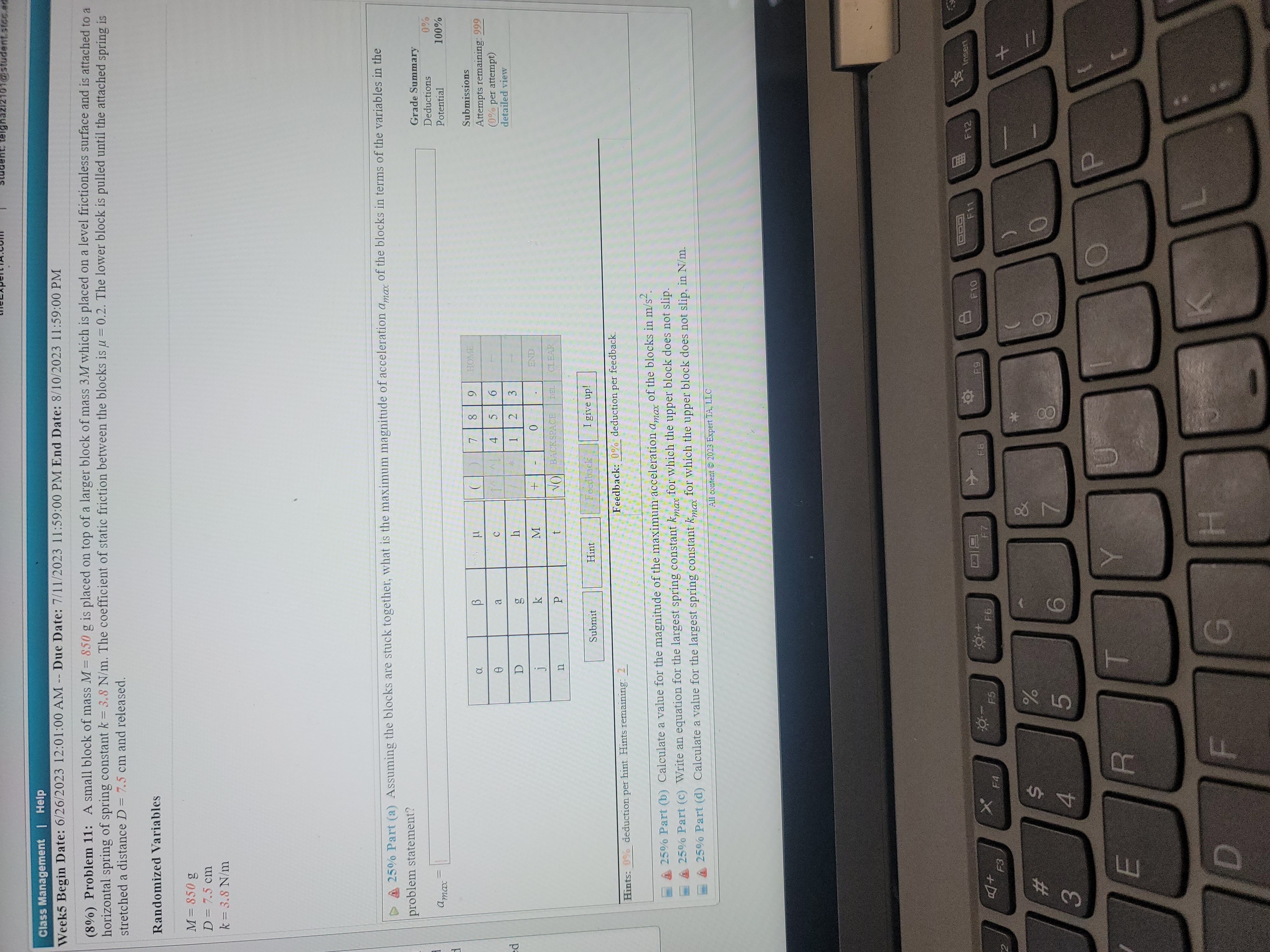 is my = 3.47 kg while the mass of Block 2 is