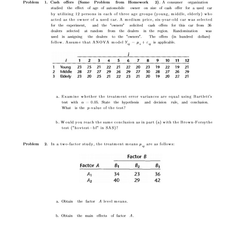 Problem 1. Cash offers (Same Problem from Homework k 2). A