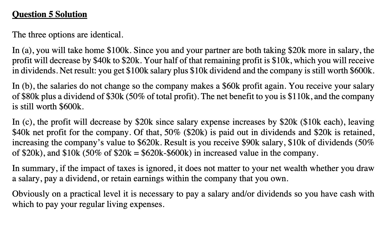 was wondering, why is the value of the company still $600k after