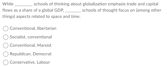 Please help with the following international trade question: While _________ schools of