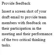  Provide feedback Insert a screen shot of your draft email to
