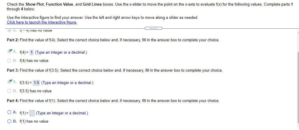 the xslider to move the point on the xaxis to evaluate x)
