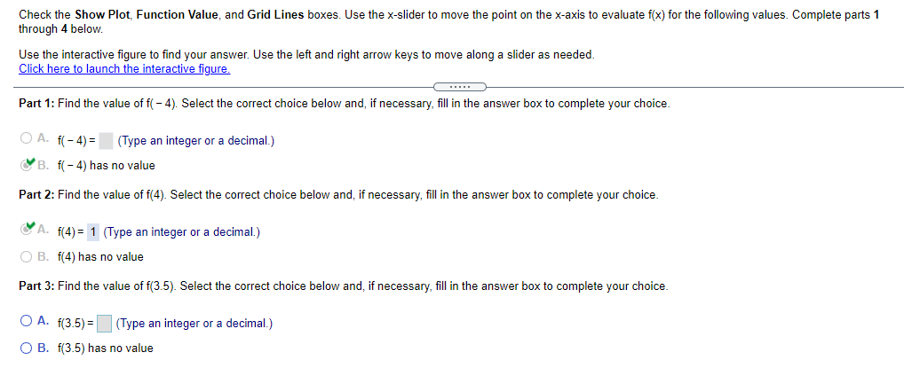the xslider to move the point on the xaxis to evaluate x)