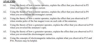 answer analysis section based on the theory section. answer each A1-A6. label