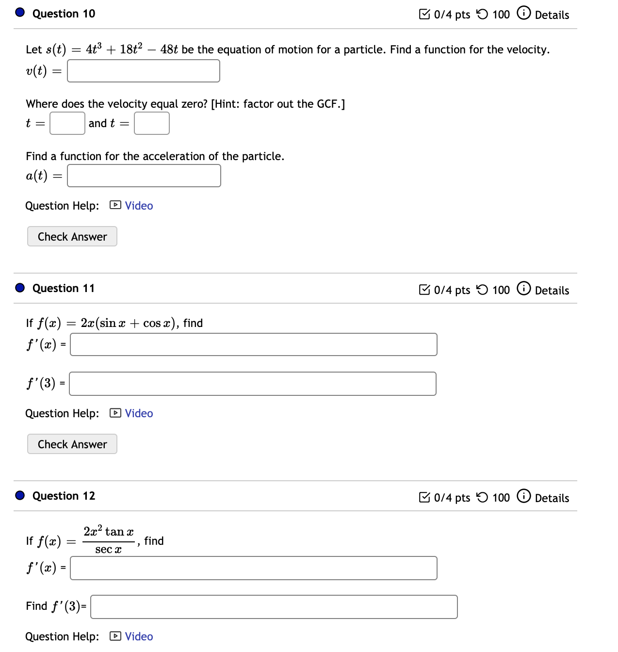 of y(t) = 2t2 1 at the point: t = 3 In